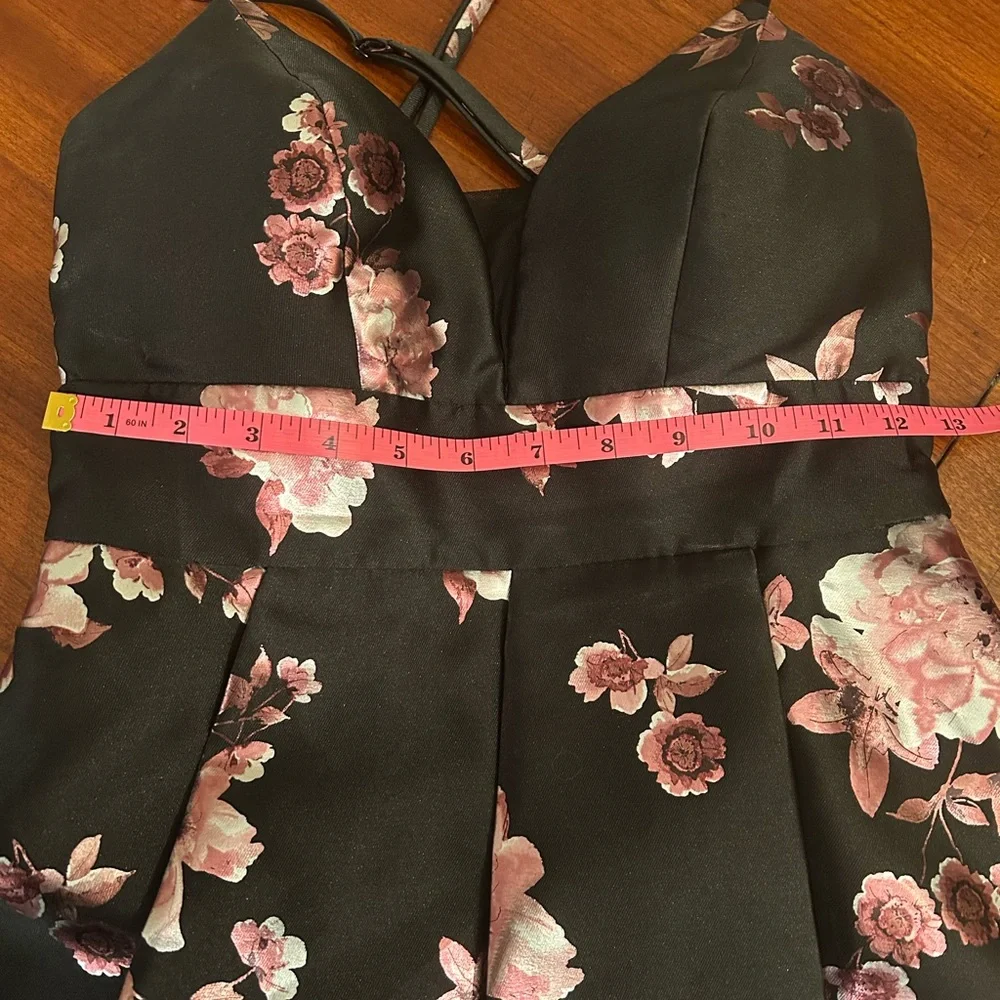 Speechless Black and Pink Floral Mini Dress with Pockets! - Picture 5 of 6